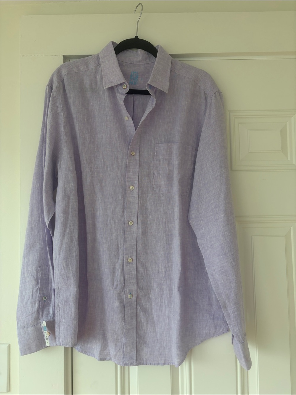 J McLaughlin Linen Men's Lavender Long-Sleeve Button-Down Shirt